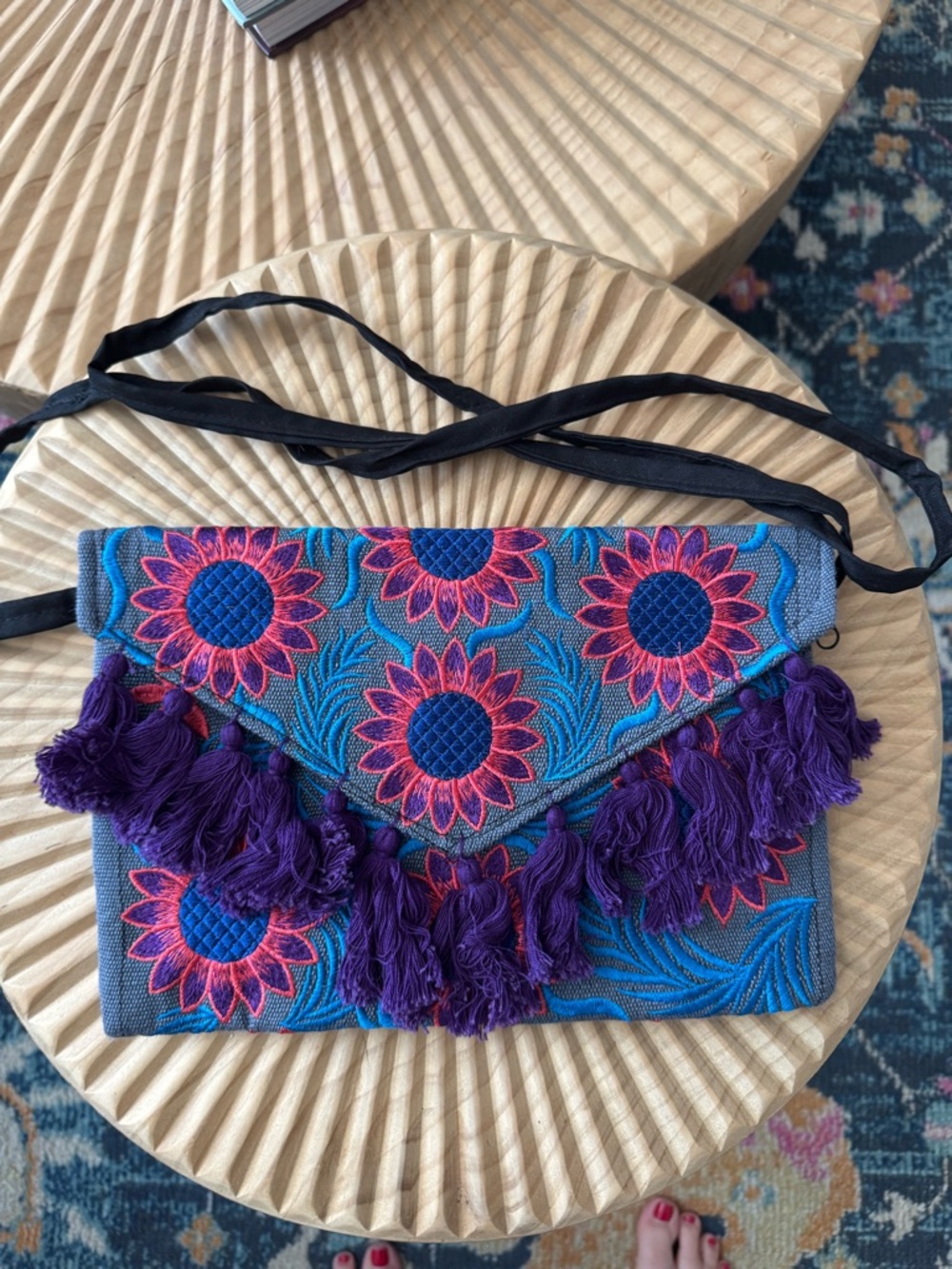 Beautiful Embroidered Clutch Crossbody Pink Purple Turquoise
